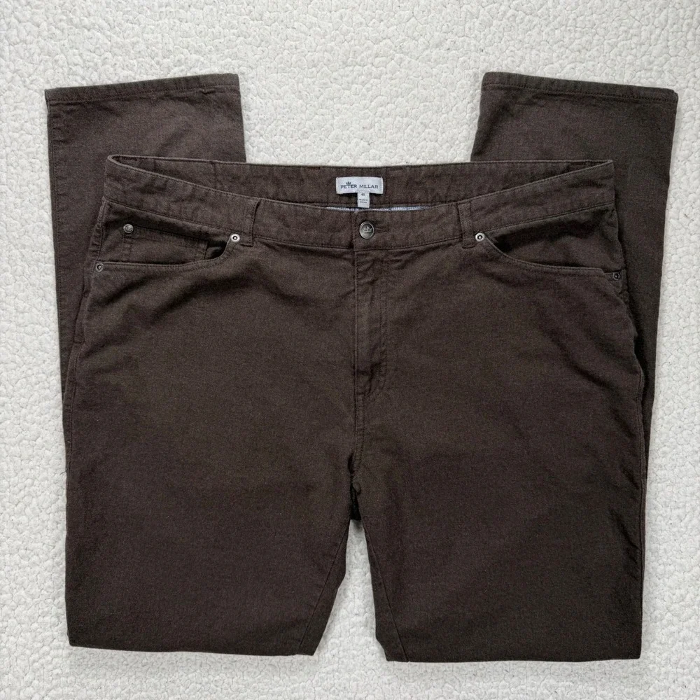 Peter Millar Straight 5-Pocket‎ Pants Mens 40x32 Brown Luxury Preppy Business